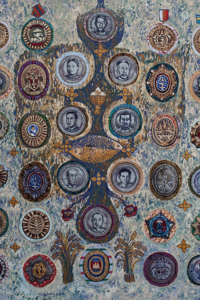 Leang Seckon, The Reputation of a Good person Lives On (Die with Honour, Live with memorie), 2011, mixed media on canvas, 150 x 130 cm (59 x 51 in)