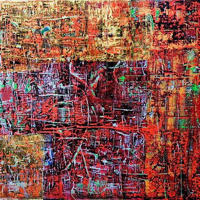 «Dilatación roja», 2006, acrílico sobre tela, dimensión 100 x 110 cm