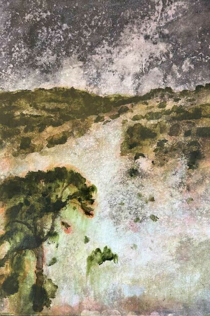 Tim Summerton, Flooded trees and moon, 2025. Courtesy of Olsen Gallery