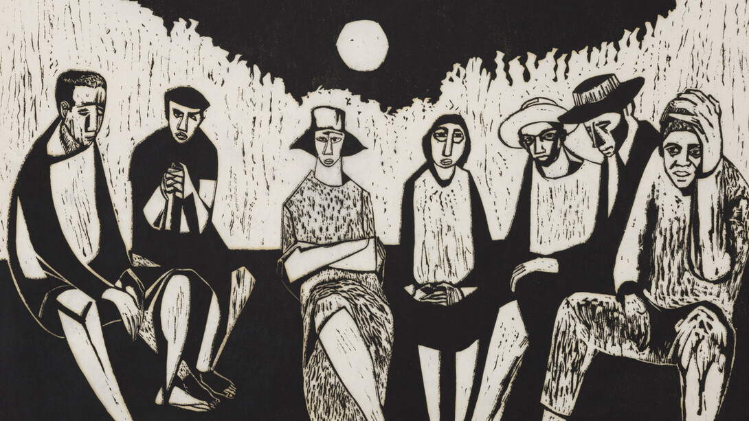 Samella Lewis, Migrants (detail), c. 1967. Courtesy of Louis Stern Fine Arts