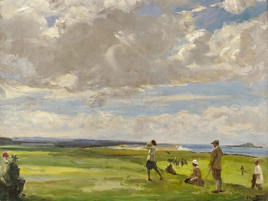 Sir John Lavery, Lady Astor Playing Golf at North Berwick, 1920, Oil on canvas, 81.9 x 90.1 cm, Private collection