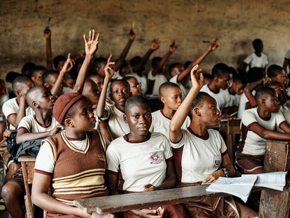 Children learning in a classroom. Teaching is a mindful practice as well as intuitive