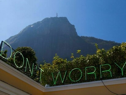 Martin Creed, Work No. 890, Don't Worry, 2008, Yellow neon, 50.8 x 20 cm, Installation view, Casa Jardim Botanico, Rio de Janeiro, Brazil, 2013, Photo: Marcelo Abdo Centeio