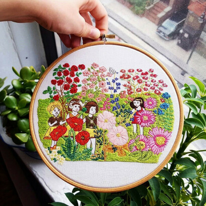 Molly Stern embroidery of Henry Darger Vivian Girls