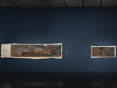 Santiago Yahuarcani, O princípio do conhecimento, vista da exposição. Cortesia do MASP