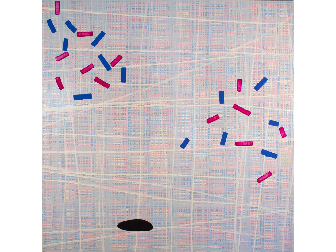 Nate Cassie, Orchard, enamel and vinyl paint on panel, 60 x 60", 2014
