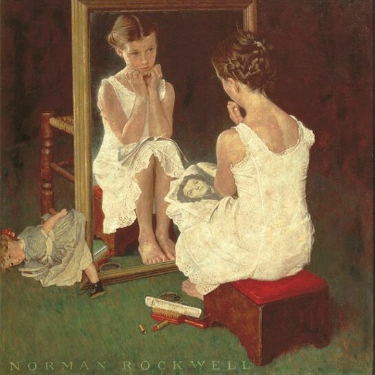Norman Rockwell. Girl at Mirror. Cover illustration for The Saturday Evening Post, March 6, 1954. © 1954: SEPS. Norman Rockwell Museum Collections