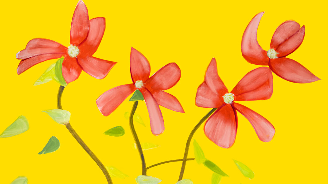 Alex Katz (b. 1927) Red Dogwood 1 from The Flowers Portfolio, 2021, (54-100) Archival pigment print on Innova Etching Cotton Rag 315 gsm paper 34 x 47 in