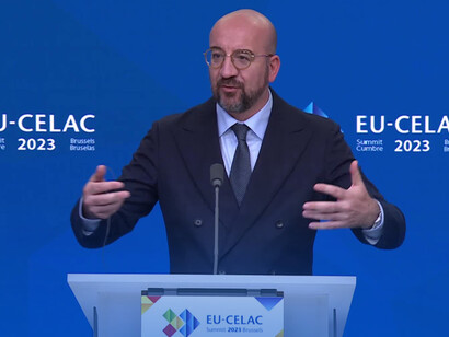 European Council President Charles Michel after the EU-CELAC Summit in Brussels, Belgium