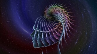 Volto umano in un moto vorticoso nell'universo. La spirale della galassia, un milione di anni è una spirale un po' diversa, ma è sempre una spirale, è una forma di autopoiesi, cioè ci sono sistemi fisici che sono stabili, instabili, o che sono metastabili, cioè sono al bordo tra stabili e instabili, possono ritornare ad essere stabili, oppure diventare caotici, fuori dall'equilibrio, non più prevedibile