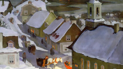 Midnight Mass by Clarence Gagnon,1933, style; impressionism