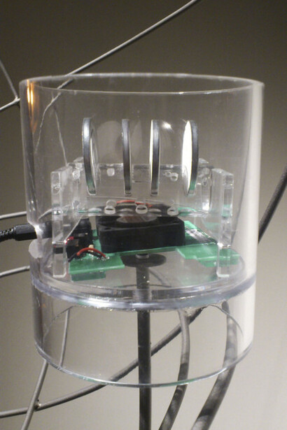 Tamara Repetto,
Evocazioni Ataviche, Multisensory sculpture, 2011,
Iron, wood, speaker, olfactory waffles, plexiglas, amp, mp3,
misure variabili  