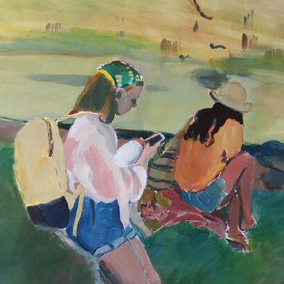 Milena Sgambato, By this river.2, acrilico su tela, 80x100 cm, particolare