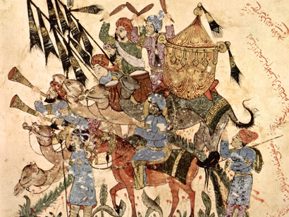 Guerreros musulmanes representados en el manuscrito musulmán de la Maqamat Al-Hariri