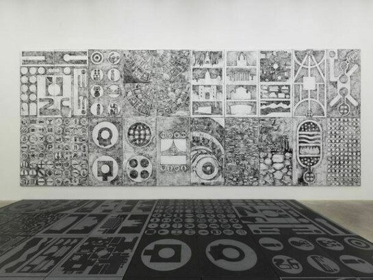 Matt Mullican, Stone Video Rubbing Wire,
Installation view Massimo De Carlo, Milano, 2013, Photo by Roberto Marossi, Courtesy Massimo De Carlo, Milano/London