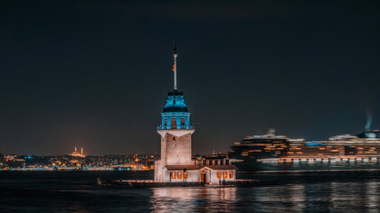 Overlooking the city skyline in Istanbul, Turkey, is Maiden's Tower, where history whispers through ancient walls