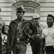 Danny Lyon (American, born 1942), Sheriff Jim Clark arrests two SNCC voter registration workers on the steps of the federal building, Selma, Alabama, 1963, printed later, Gelatin silver print, h. 11 in. (27.9 cm); w. 14 in. (35.6 cm), San Antonio Museum of Art, gift of Ernest Pomerantz and Marie Brenner, 2017.25.42, © Danny Lyon / Magnum Photos