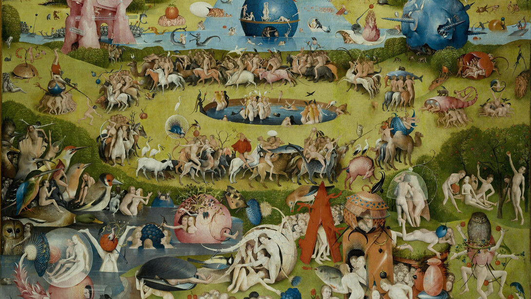 Panel central de «El jardín de las delicias» (c. 1500-1505), El Bosco, que muestra el falso paraíso de una humanidad entregada a la lujuria