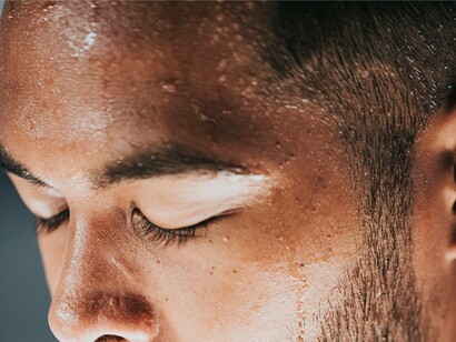 Man sweating from heat