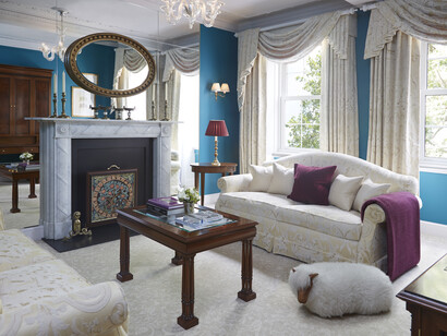 The Goring. Belgravia Suite Drawing oom (Blue with sheep)