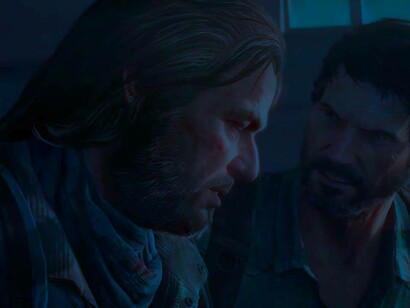 Bill and Joel in a heated discussion in "The Last of Us" series video game
