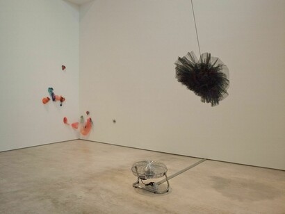 nstallation view of Entangled: Threads & Making, Turner Contemporary. From left to right, Laura Ford, Penguins, 2012 and Annette Messenger, Le Tutu Desant, 2013. Courtesy Turner Contemporary Photo: Stephen White