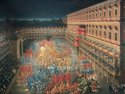 La Giostra dei Caroselli a Palazzo Barberini di Filippo Gagliardi e Filippo Lauri .