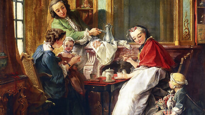 François Boucher’s “Breakfast” (1739) is an oil on canvas measuring 81.5 × 61.5 cm, currently displayed at the Louvre in Paris, France