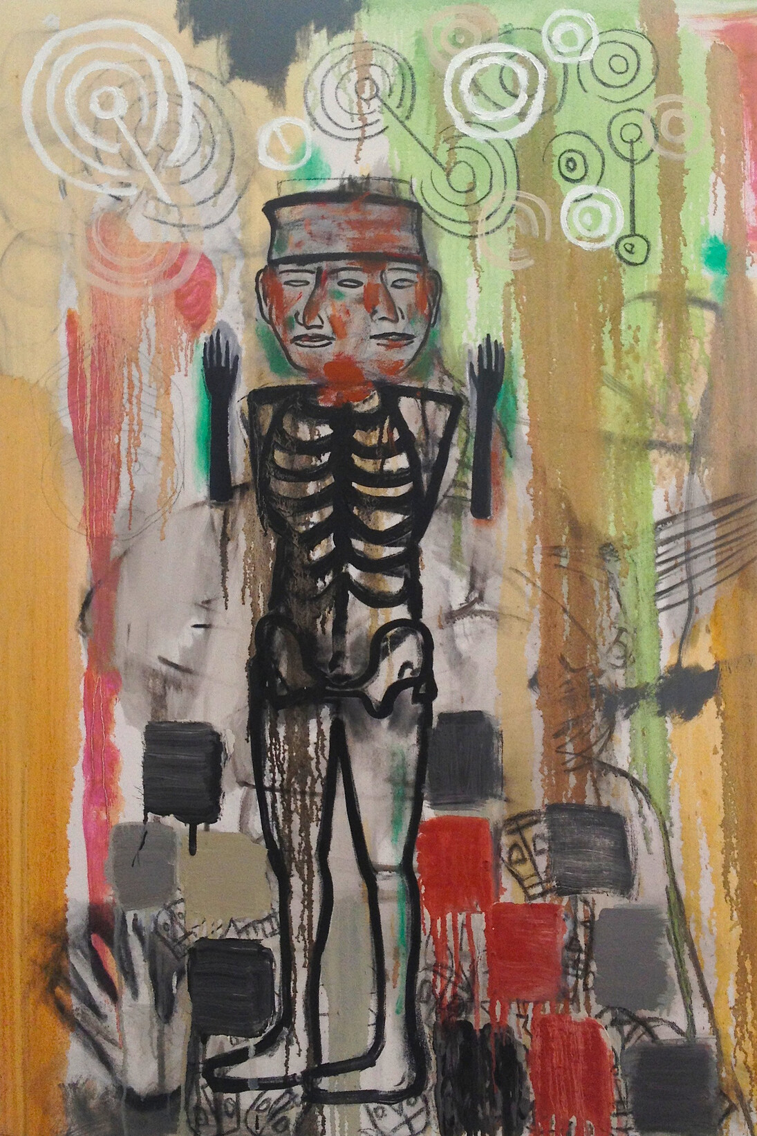 Jaune Quick-to-See Smith, Face of Ancient America, 2013, Oil on canvas 48” x 36” © Courtesy of Accola Griefen