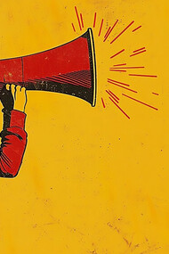Empower your message: a woman wielding a megaphone symbolizes the advocacy for human rights