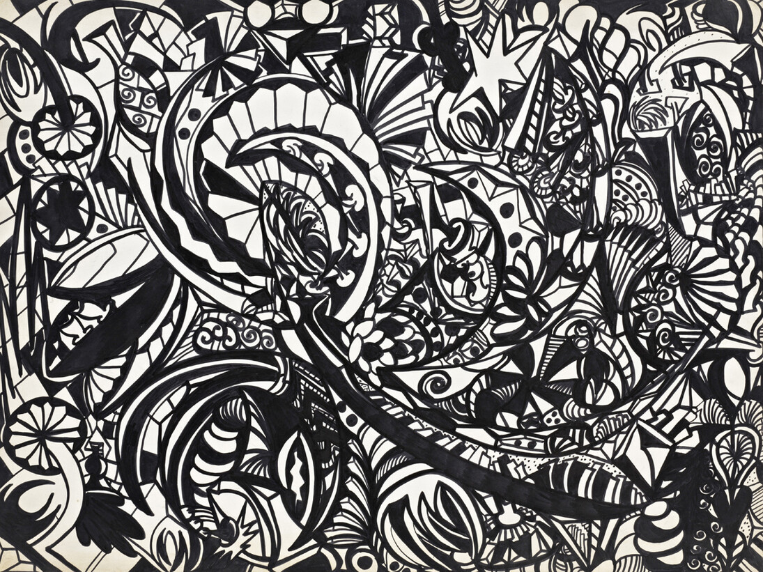Dorothy Iannone, Sinuous, 1961, felt pen on paper, 76 x 101 cm © photo Hans-Georg Gaul, Courtesy of the artist and Air de Paris, Paris