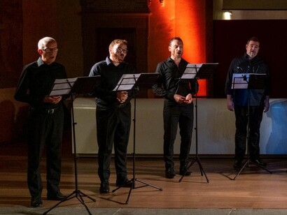Auditorium di Sant’Apollonia, Firenze. L’Homme Armé, presidente Renato Baldassini, direttore artistico Fabio Lombardo che sono anche i due fondatori, durante un concerto © Jacopo Santini