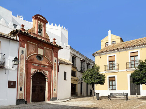 El historiador de la ciudad, a quien una fuerte gripe mantenía en cama, no pudo atender a una delegación extranjera que visitaba Córdoba, y la directora de Cultura del Ayuntamiento, amiga de Cala, la buscó para salir del paso. Plaza de los Abades, Córdoba, España
