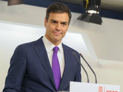 Pedro Sánchez en un acto público del PSOE