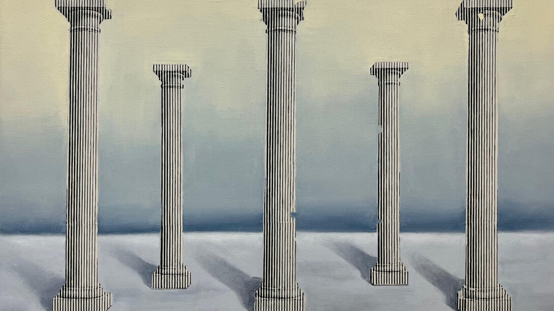Mathilde Lestiboudois, Colonnes tramées (detail), 2025. Courtesy of Galerie Prima 