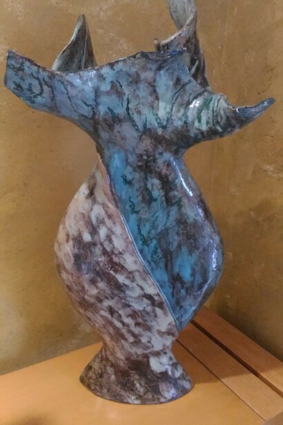 Vaso-scultura, ceramica smaltata, 24x55x30, 2018