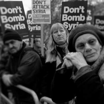 Manifestantes en Londres, durante una protesta contra la invasión a Siria