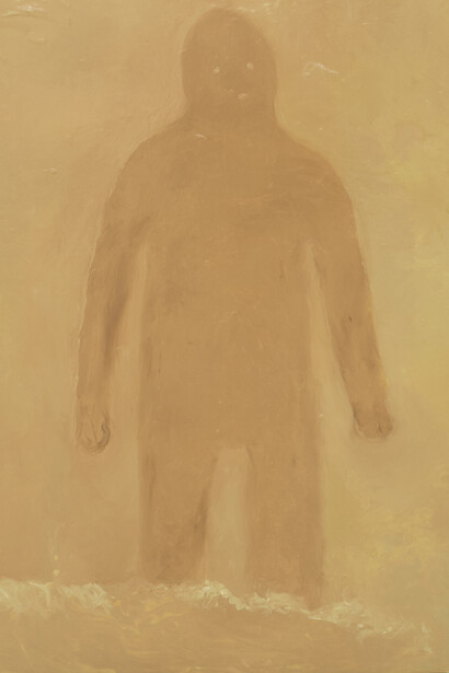 Roberto Carter; Figura en un mar bajo una nube, 2022 (detalle). Óleo sobre lienzo. Foto cortesía del autor