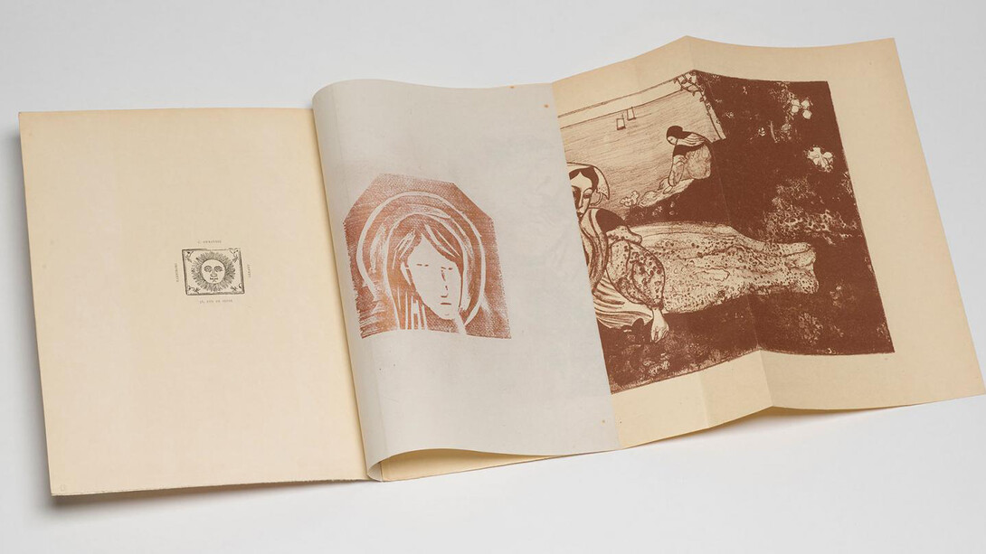 Remy de Gourmont (1858–1915), Sainte Madeleine, wood engraving, and Armand Séguin (1869–1903), Femme couchée, zincograph, in L’Ymagier, no. 2 (January 1895). The Morgan Library & Museum, gift of Robert J. and Linda Klieger Stillman, 2017. PML 197080.