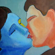 Sandro Chia, Quasi un bacio / Almost a Kiss, 2014, oil on canvas, 50 x 60 cm