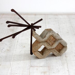 Kostis Velonis, Spider's Habitat (Whistle While you Work Series), 2014 Wood, concrete soil, dried grass, seeds,insect nests, 110 x 111 x 10 cm, Courtesy Kalfayan Galleries, Athens-Thessaloniki
