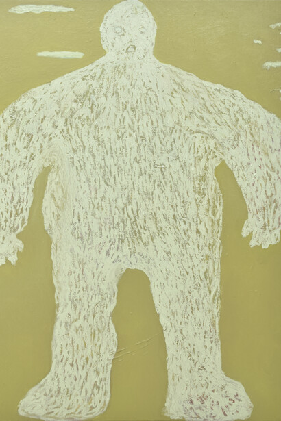 Roberto Carter; Figura y nubes, 2022. Óleo sobre lienzo. Foto cortesía del autor