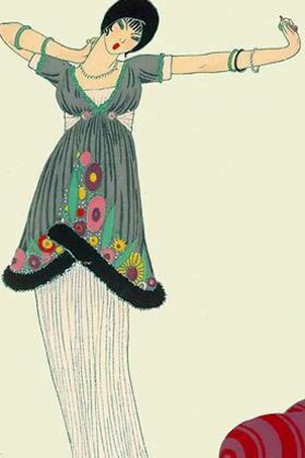 Abito di Paul Poiret disegnato da Paul Iribe, 1912, da "La Gazette du Bon Ton"