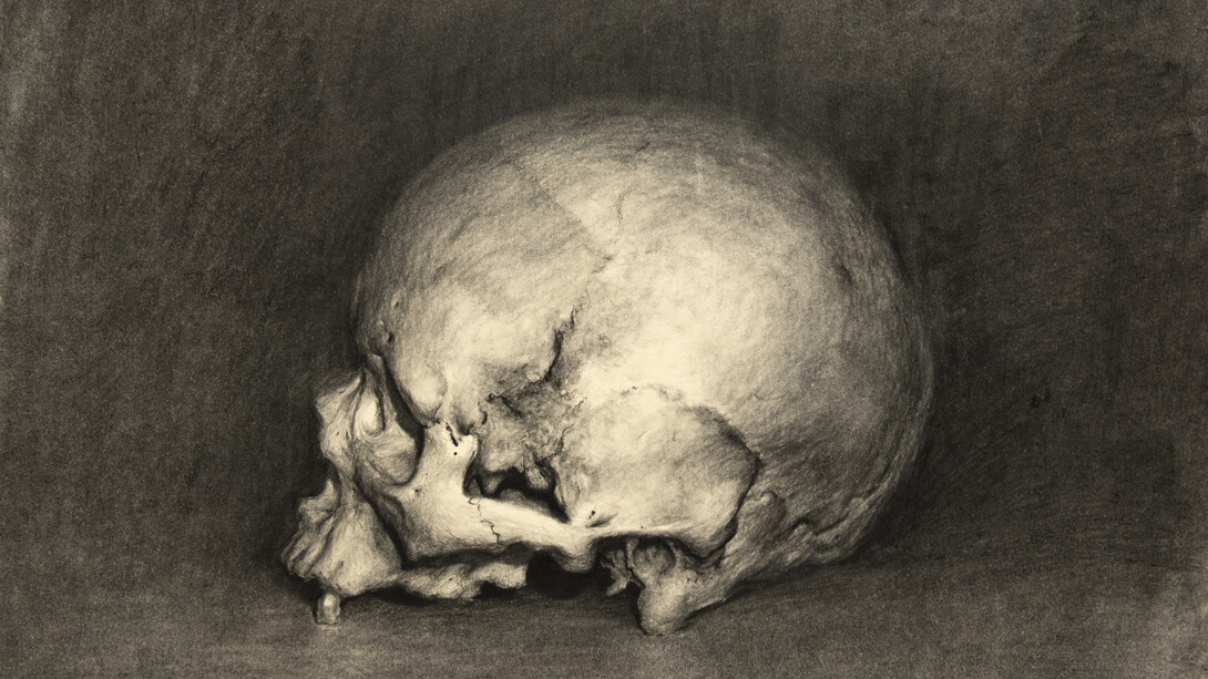 Jeremy Mann, Homo Sapien, charcoal on paper, 8 x 10 1/2 inches, 2013