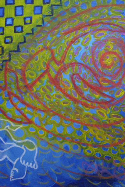 Olivia Kapoor, Mind Maze, Acrylic & Pastel on Canvas, 30” x 24”, Courtesy of Agora Gallery 