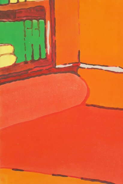 Tim Braden, Red Chaise, 2015, Acrylic
on canvas, 55 x 74 cm ©
Tim
Braden.
Courtesy
the
artist
and
Bruce
Haines
Mayfair