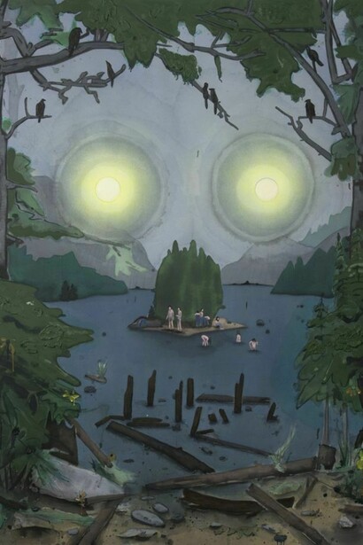 Kent Dorn, Shadowland, 2013, Mixed media on canvas, 80 x 60 inches, courtesy of the artists and Freight+Volume