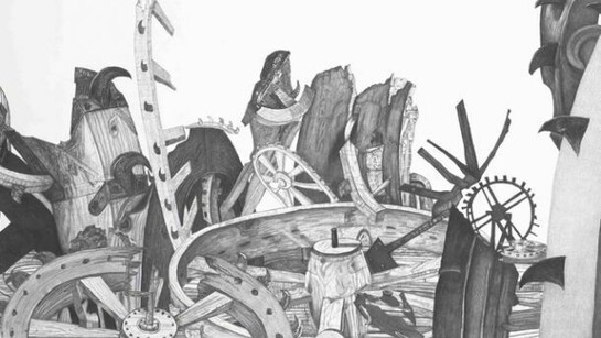 Michael Landy, Saint Catherine Wheels found dumped outside The National Gallery, 2012, pencil on paper