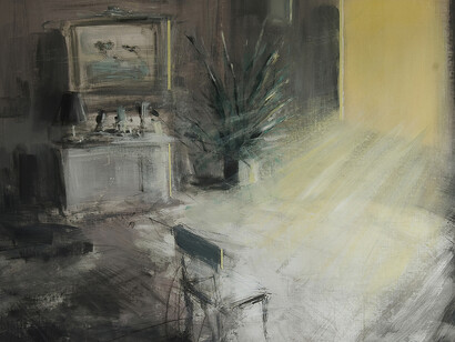Tina Sgrò, "Giallo luce", acrilico su tela, 90x100cm, 2018