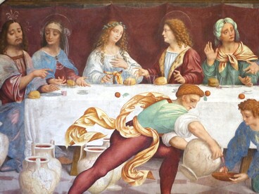  Marco d'Oggiono, "Le Nozze di Cana", dettaglio, 1519-1522, Pinacoteca del Castello Sforzesco, Milano, Italia